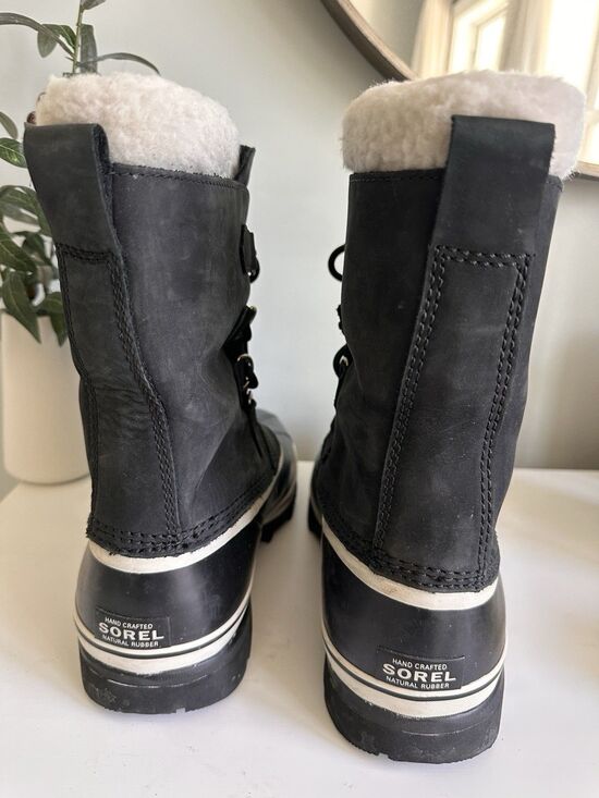 Sorel Caribou Boots 9-9.5 Men/11 Women Waterproof Snow Black NL1005-011 Sherpa main image 3